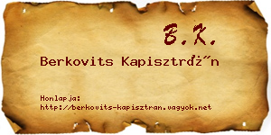 Berkovits Kapisztrán névjegykártya